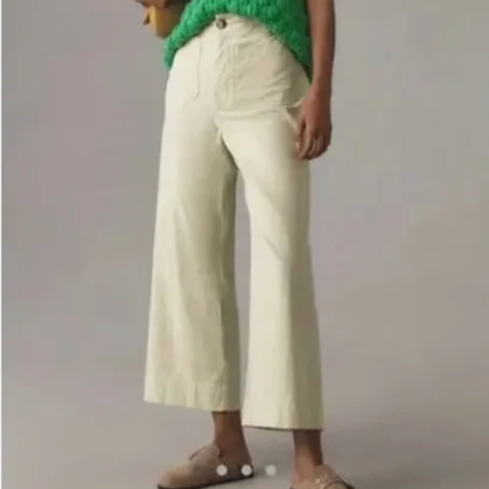 The Colette Cropped Wide-Leg Pants by Maeve Color Mint (28)